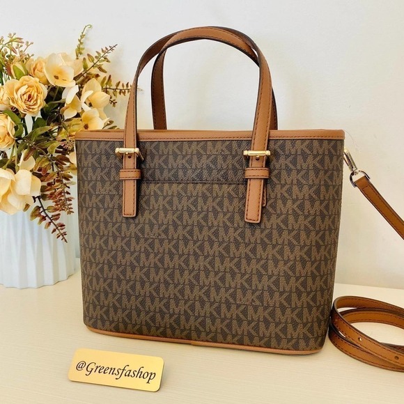 Michael Kors XS Jet Set Travel Carryall Top Zip Tote Brown - Picture 5 of 11